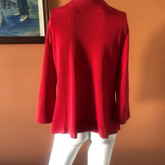 COLDWATER CREEK red button-up textured cardigan - Picture 8 of 9